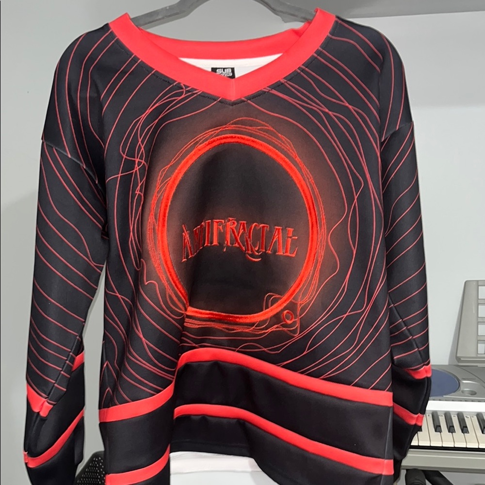 Black and Red Graphic Long Sleeve Shirt